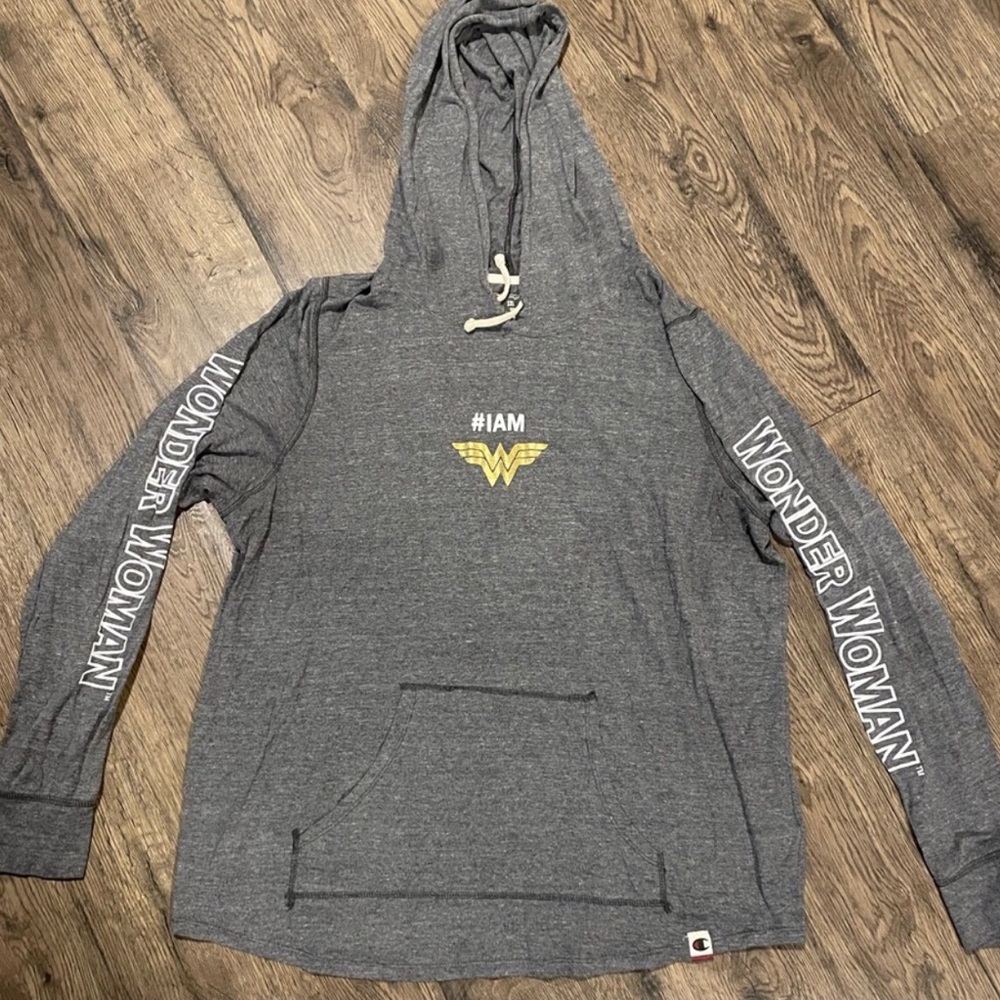 Champion Woman’s Med long sleeve hoodie T-shirt! I am Wonder Woman !